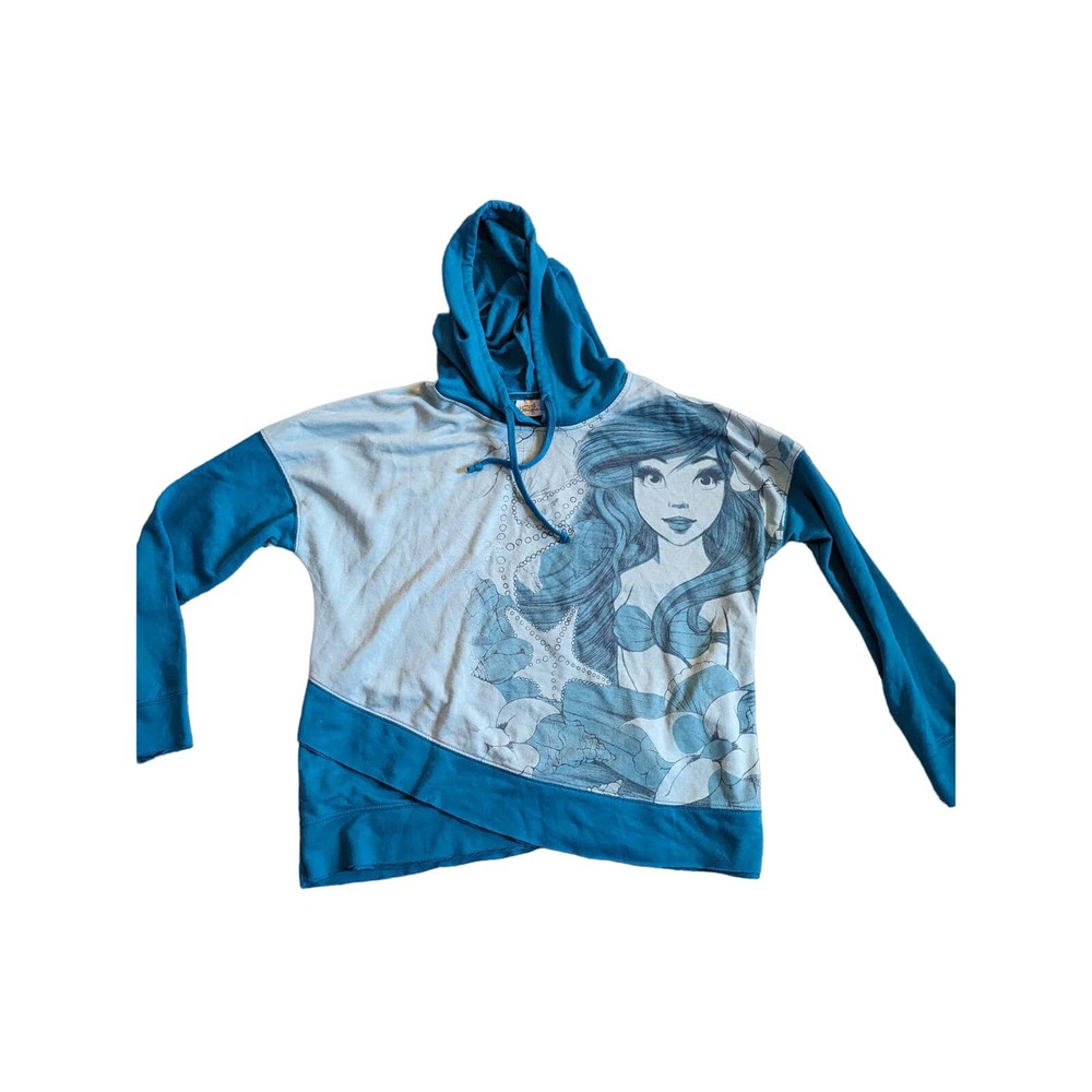 Disney boutique  Mermaid Ariel sweatshirt hoodie sketch asymmetrical raw hem